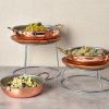 Silver buffet risers with copper plated buffet bowls