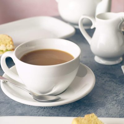 GENWARE White Porcelain Cups and Saucers