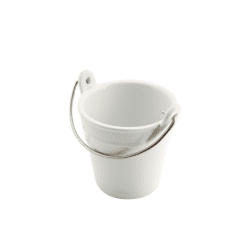 White ceramic bucket with stainless steel handle