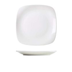 White porcelain rounded square plate 25cm