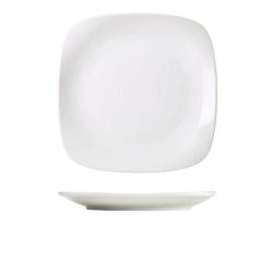 White porcelain rounded square plate 27cm
