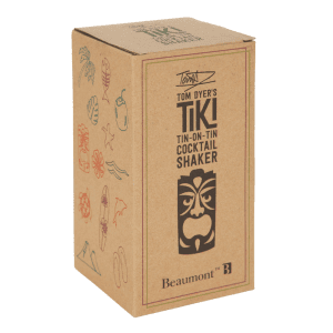 Box containing Tom Dyer Tiki Cocktail Shaker Set