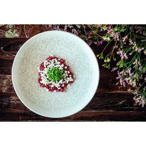 Lifestyle image of Lunar White Hygge Flat Plate 22cm