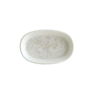 Top down view of Lunar White Hygge Oval Dish 10cm