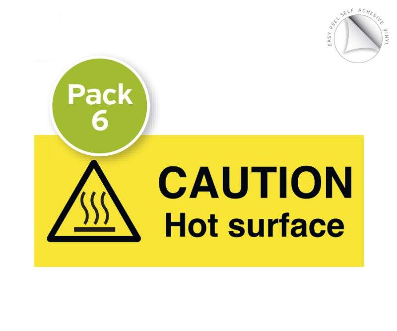 Caution Hot Surface Safety Notice 6 Pack