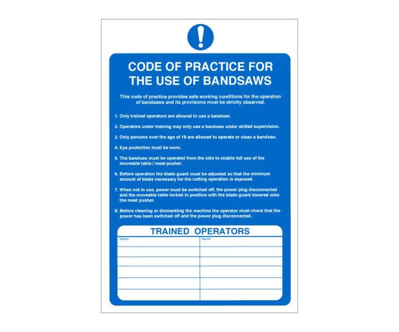 Code of practice for the use of bandsaws