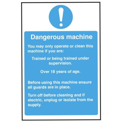 Dangerous machine operation safety notice