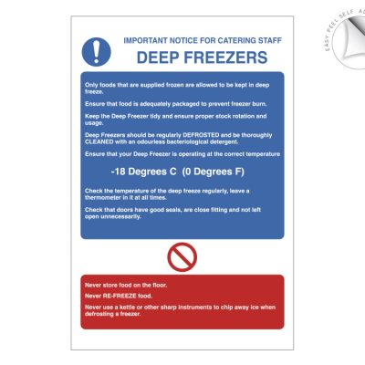Deep Freezer Safety Notice For Catering Staff