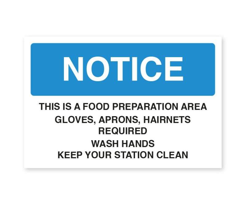 Food Preparation Area - Staff Food Hygiene Notice