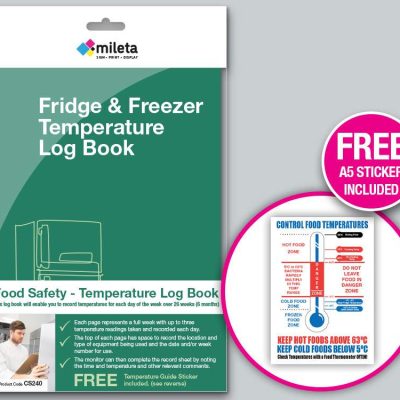 Fridge and Freezer temperature Log Book