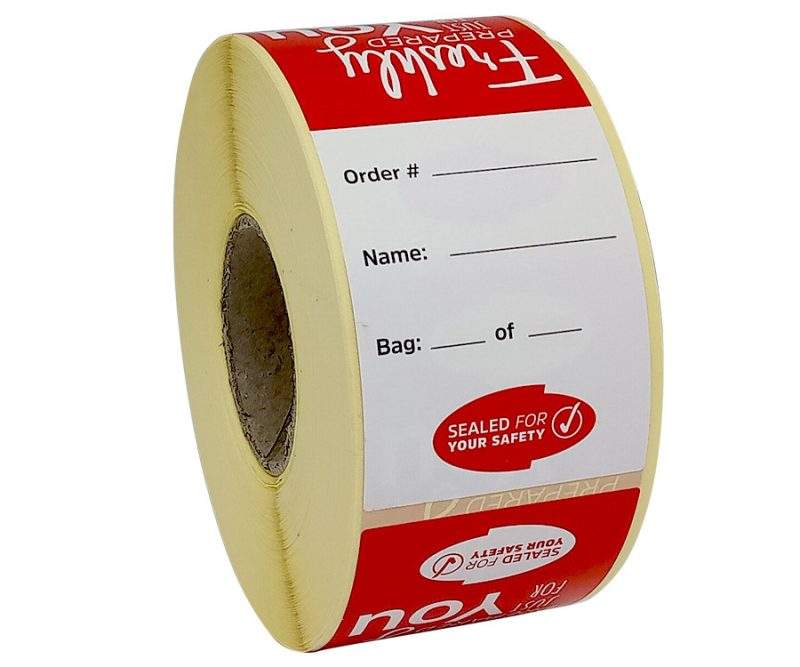 Roll of Rectangular Takeaway delivery labels