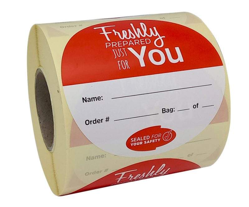 Roll of food safe delivery labels