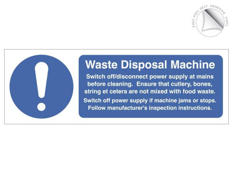Waste disposal machine safety notice
