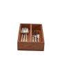 2 Compartment Acacia Wood Cutlery Tray filled with cutlery