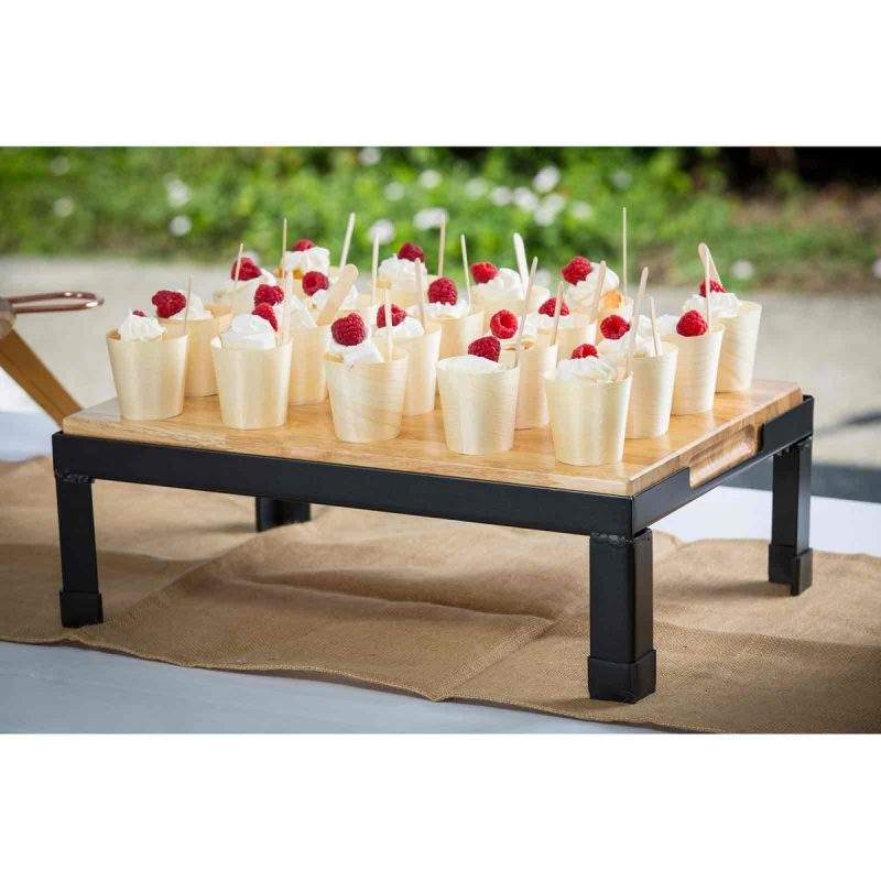 2oz Disposable Serving Cups with desserts in a stand