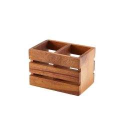 Acacia Wood 2 Compartment Cutlery Holder