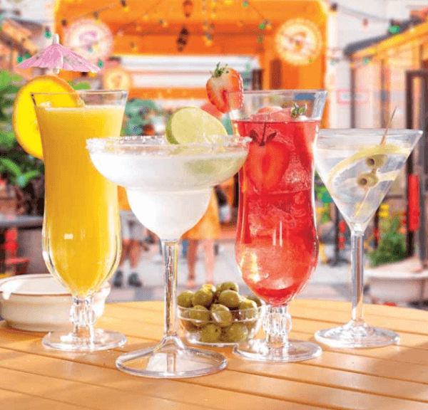 Delicious cocktails served in virtually unbreakable Polycarbonate Glasses Delicious cocktails served in virtually unbreakable Polycarbonate Glasses
