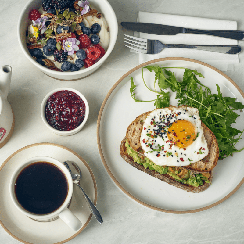 Breakfast is served on a range of Kava White Stoneware Products
