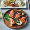Seafood served on an Acacia Wood Presentation Plate