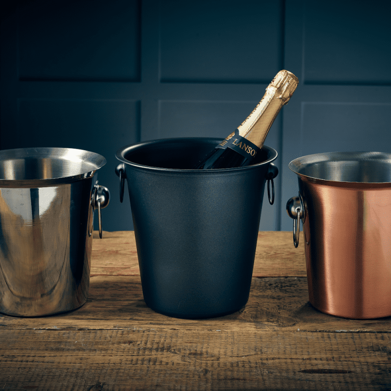 A collection of wine buckets in a lifestyle image