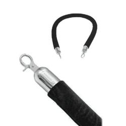 Black Velour Barrier Rope with Chrome End
