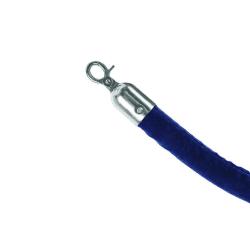 Blue Velour Barrier System Rope With Chrome End