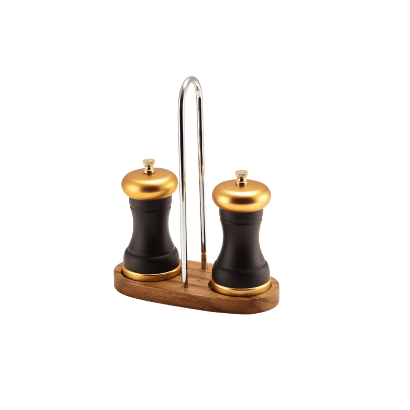 Acacia Wood Salt and Pepper Grinder Stand with London Gold Grinders sold separately