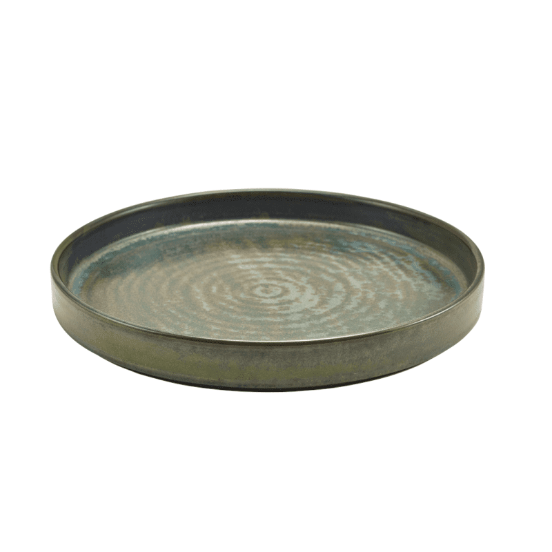 Angled view of 26cm Aqua Green Presentation Plate