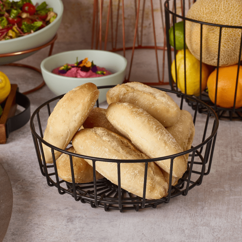 Bread served in a Black Deco Display Basket 25 x 10cm