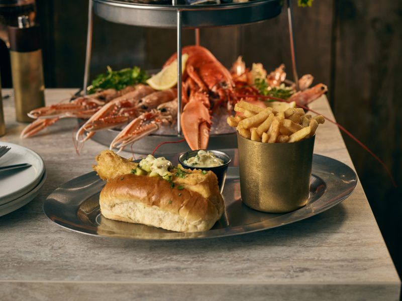 Fast Food served on a 35cm Vintage Steel Oval Platter