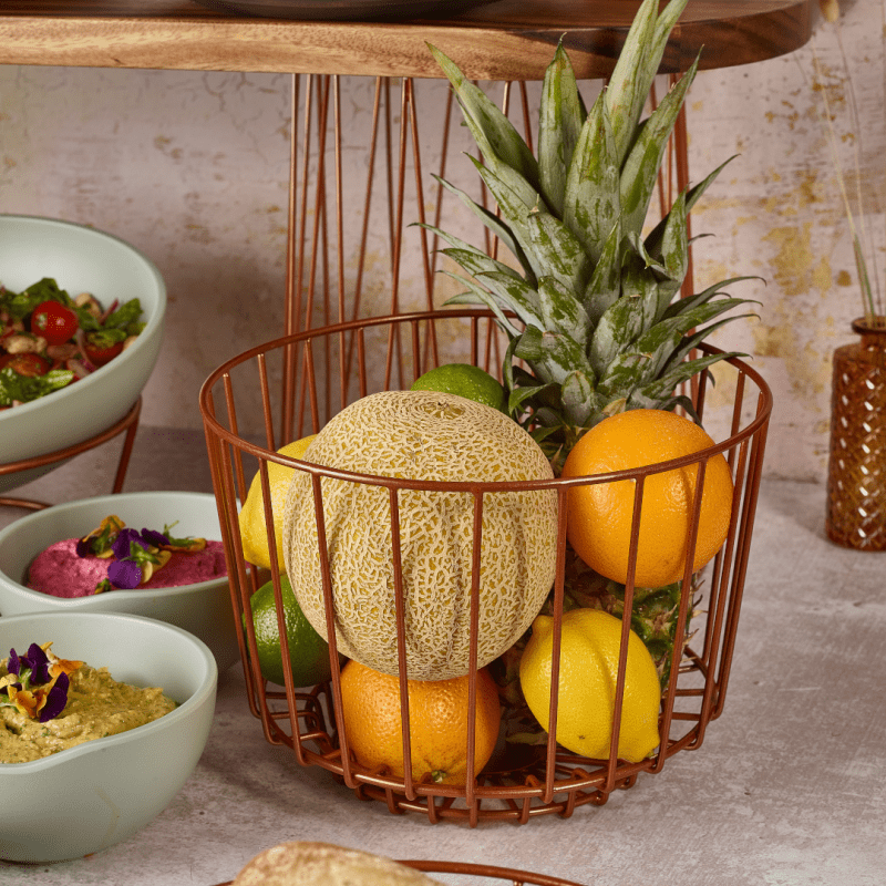 Fruit served in a Copper Deco Display Basket 25 x 18cm