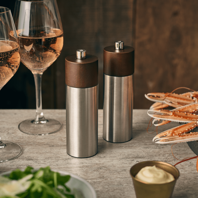 Hackney Salt and Pepper Grinders on a dining table