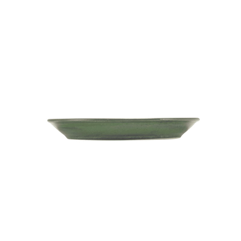 Side view of Terra Porcelain Aqua Green Coupe Plate 19cm