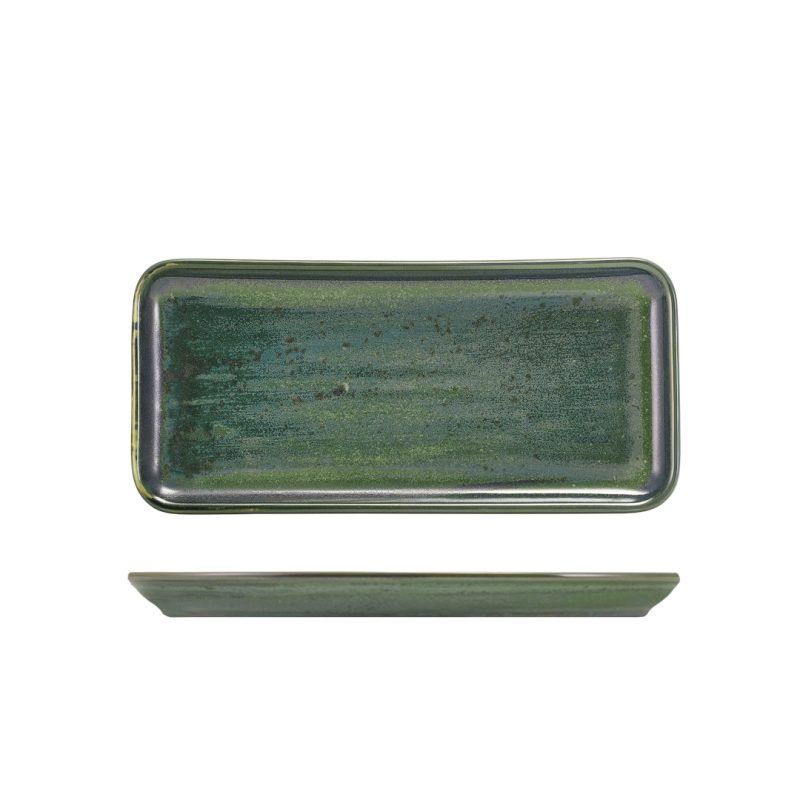 Terra Porcelain Aqua Green Narrow Rectangular Platter 27