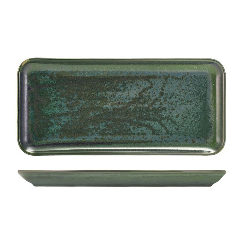 Terra Porcelain Aqua Green Narrow Rectangular Platter 36cm