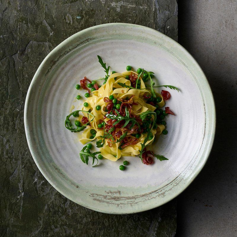 Pasta served on a 27.9cm Finca Flint Organic Coupe Bowl