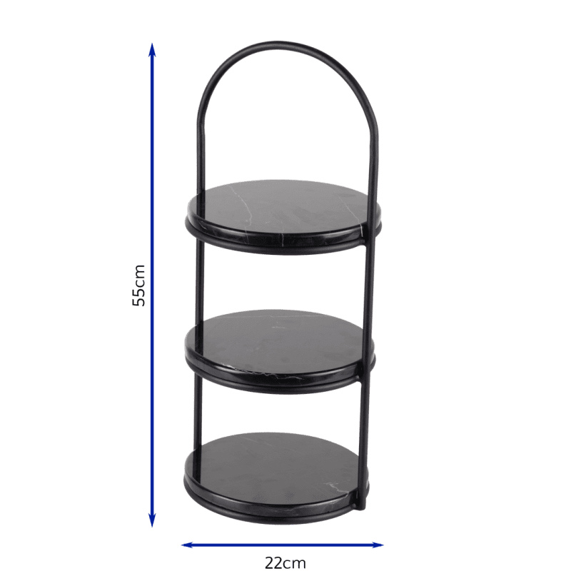 Black Afternoon Tea Stand with dimensions