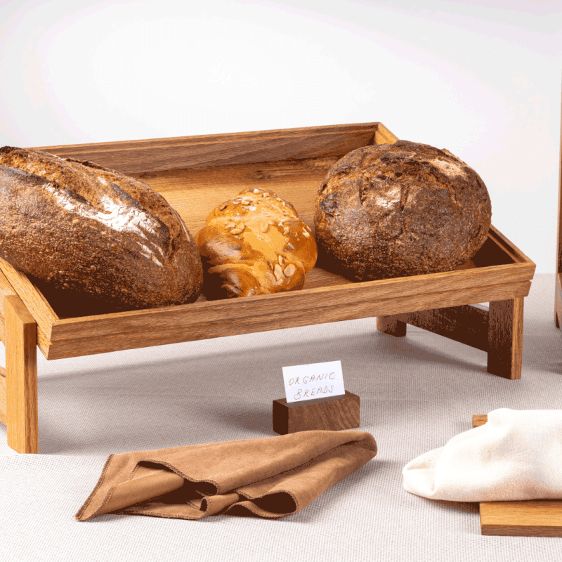 Bread displayed on a 1 Tier GN 1-1 Stand