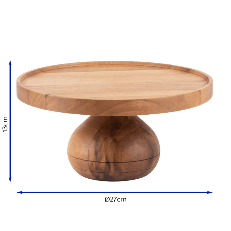 Cake Stand Oiled Walnut Medium with dimensions