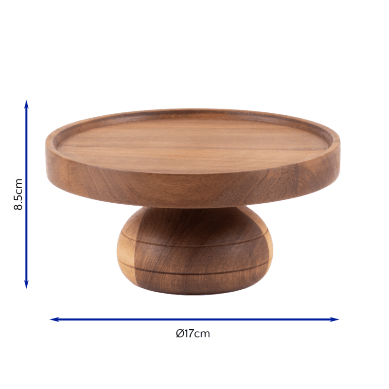 Cake Stand Oiled Walnut Small with dimensions