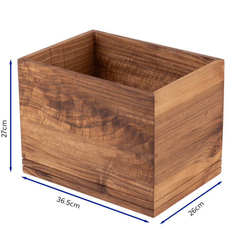 Large Oiled Walnut Buffet Basket with dimensions