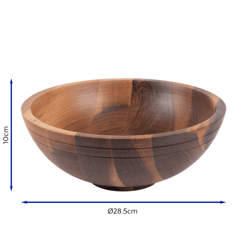 Large Oiled Walnut Buffet Bowl with dimensions