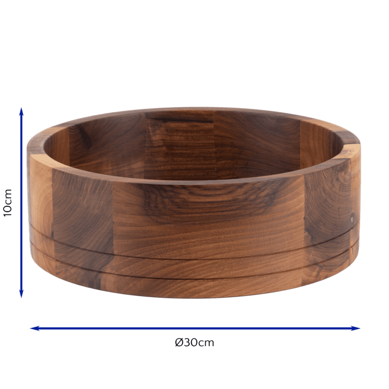 Large Straight Oiled Walnut Bowl with dimensions