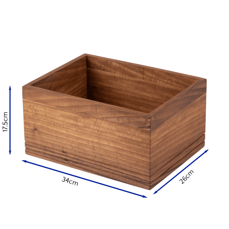 Medium Oiled Walnut Buffet Basket with dimensions