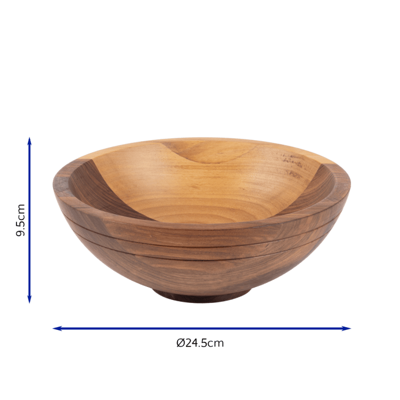 Medium Oiled Walnut Buffet Bowl with dimensions