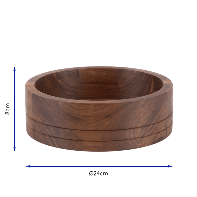 Medium Straight Oiled Walnut Bowl with dimensions