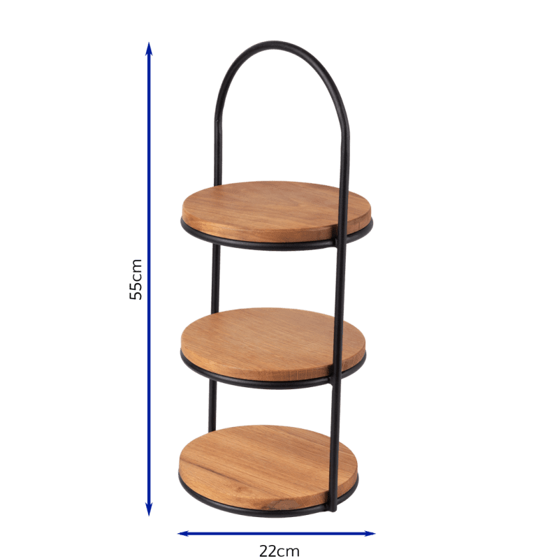 Oak Afternoon Tea Stand with dimensions