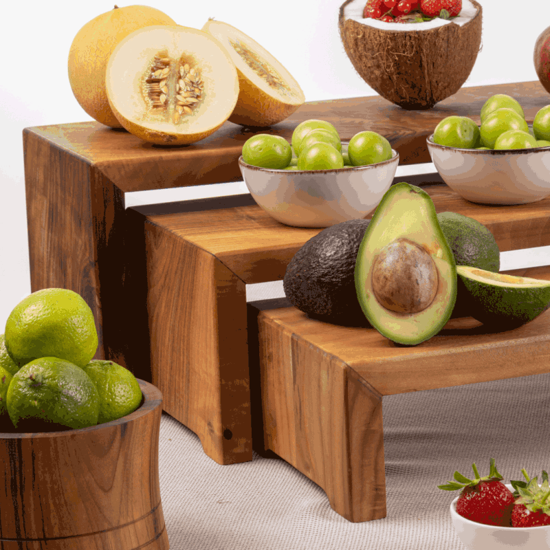 Oiled Walnut buffet products used to display fruit