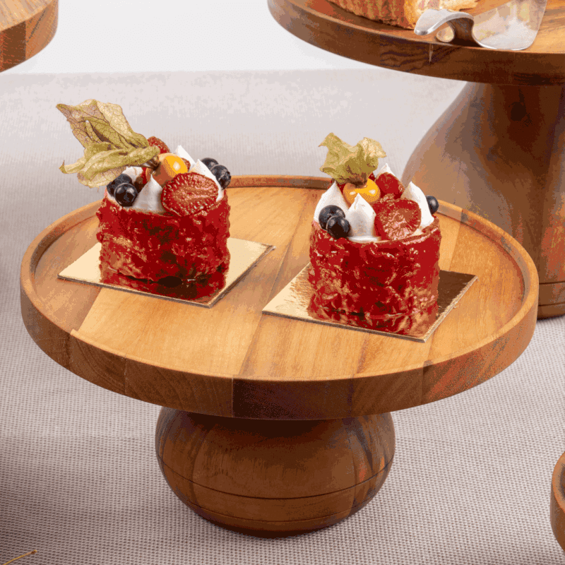 Serve desserts in style on a Medium Walnut Cake Stand