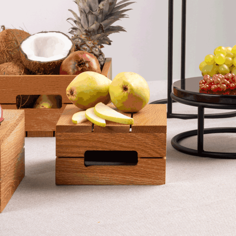 Small Crate Riser used to display fruit on a buffet